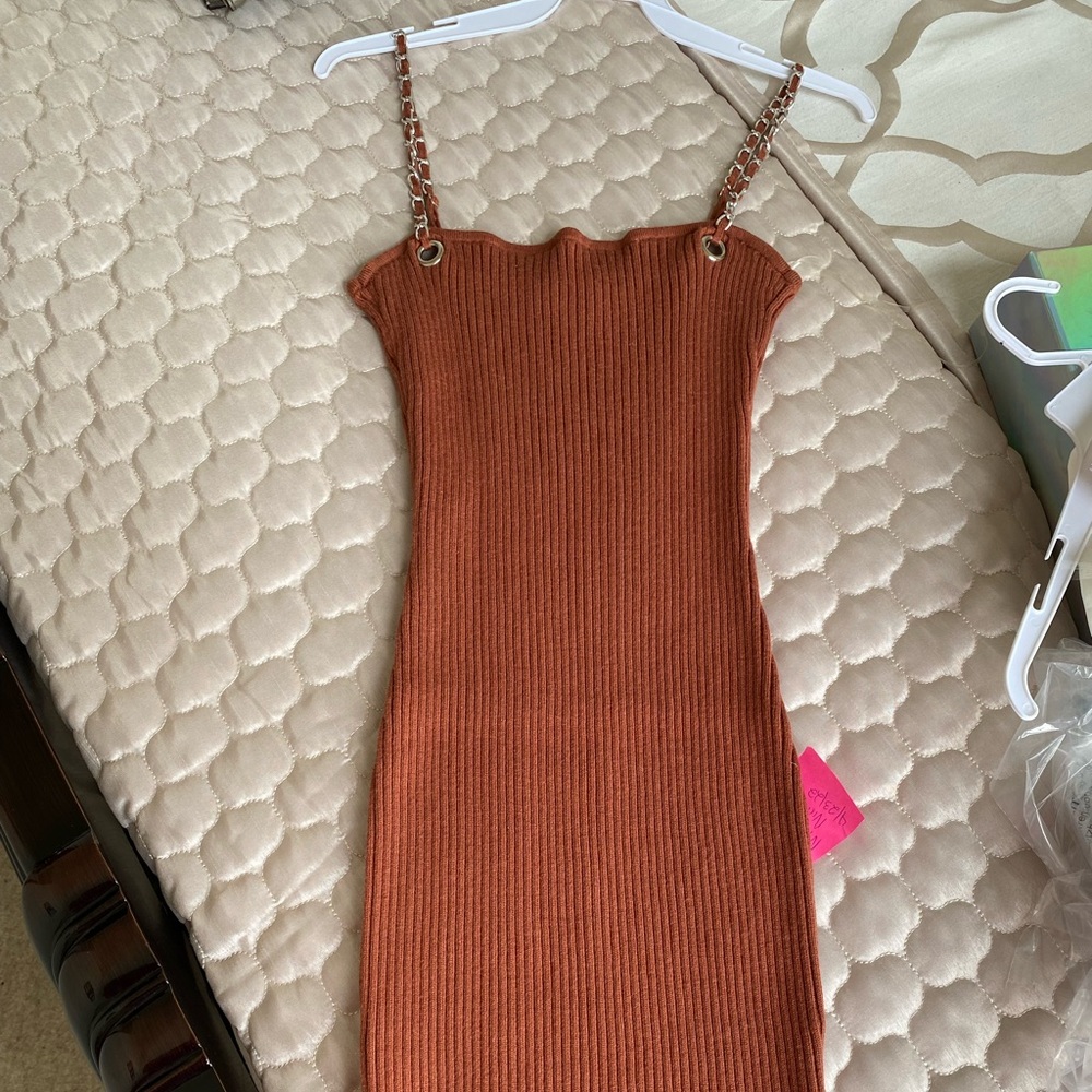 Copper Knit Chain Dress
